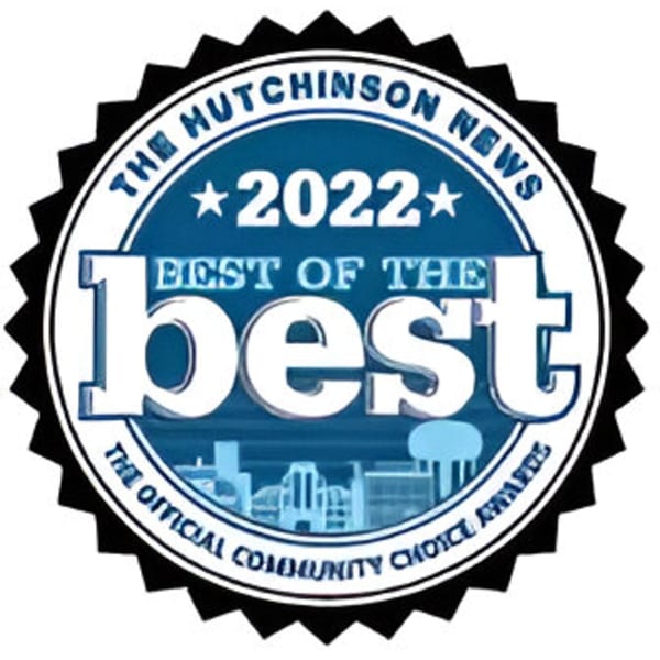 Blue and white "Best of the Best 2022" award seal from The Hutchinson News.