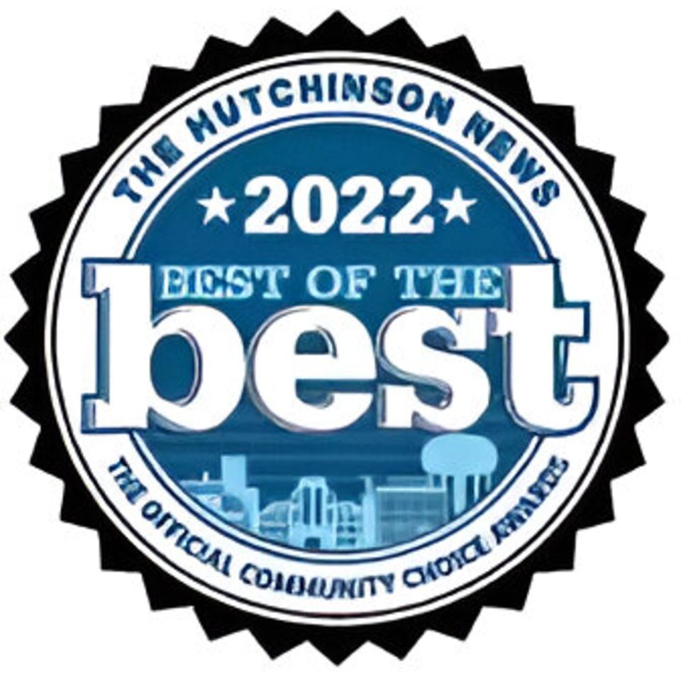 Blue and white "Best of the Best 2022" award seal from The Hutchinson News.