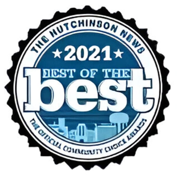 Blue and white "Best of the Best 2021" award seal from The Hutchinson News.
