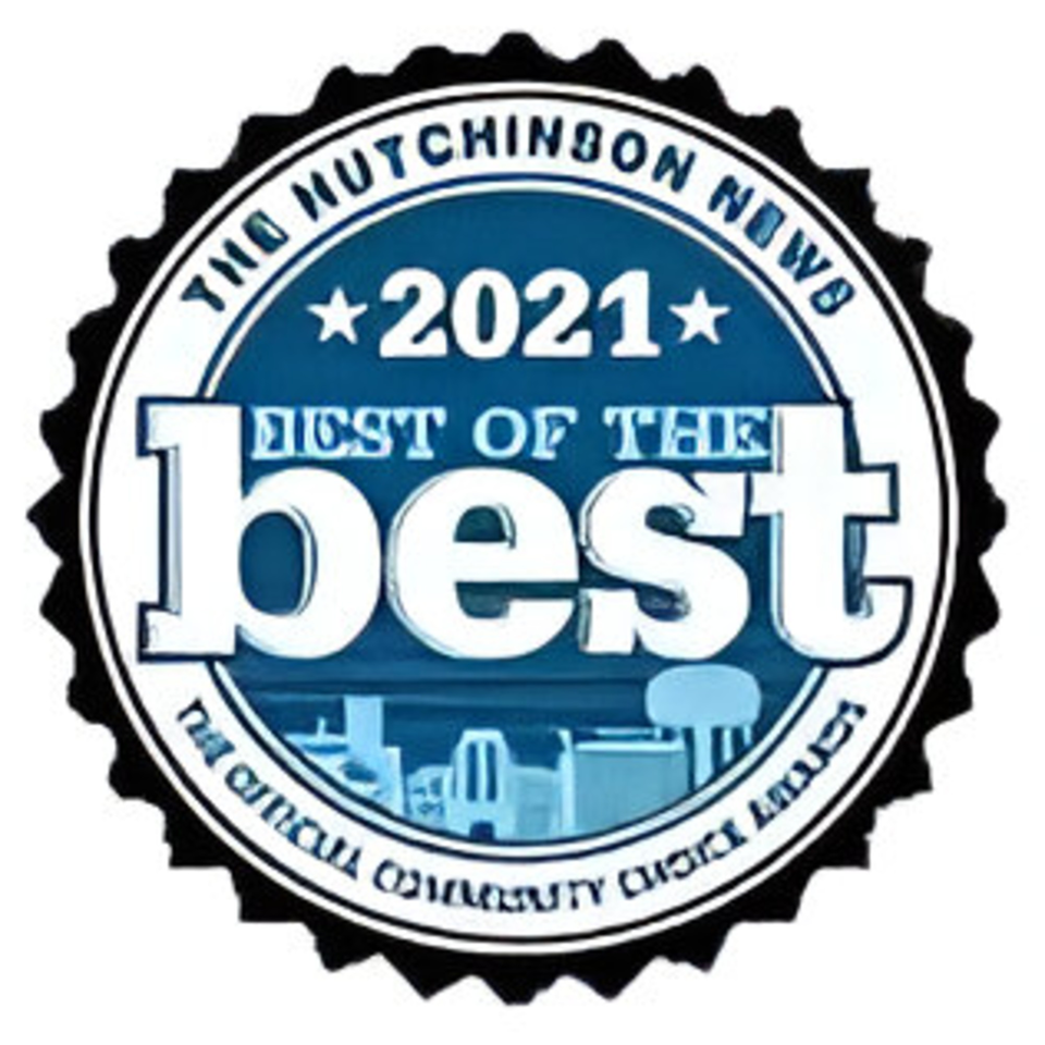 Blue and white "Best of the Best 2021" award seal from The Hutchinson News.