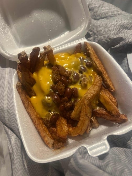 Fries or Tots with Chili & Cheese.